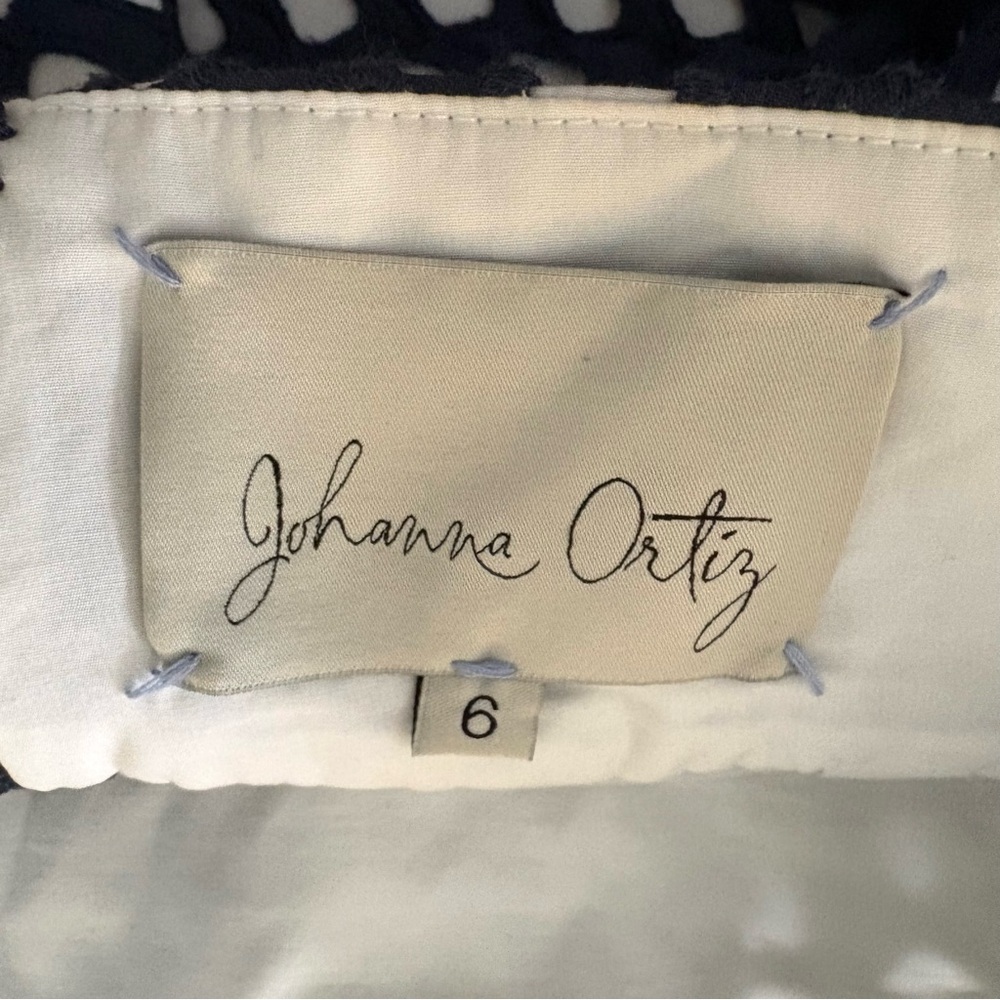 Johanna Ortiz M'o Exclusive Five Oceans Wide Leg Pants Size 6 Eyelet Navy Blue - Picture 7 of 8
